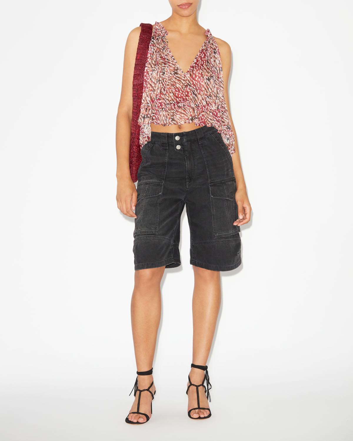 Fabino short chiffon top - Raspberry - Woman - 1