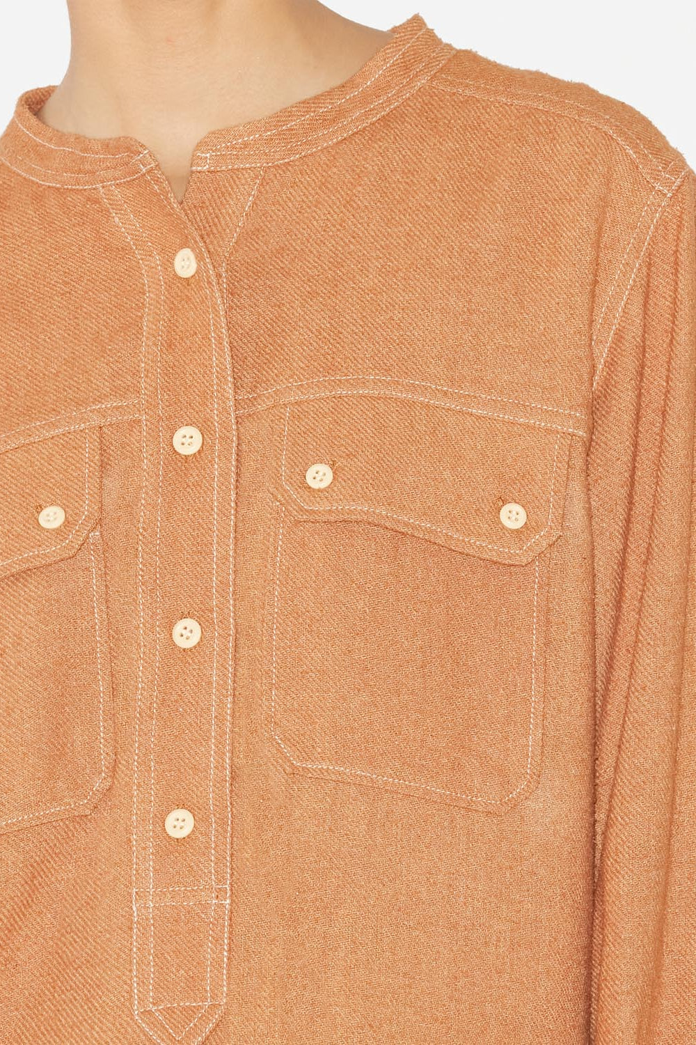 Tecoyo flap pocket silk shirt - Camel - Woman - 5