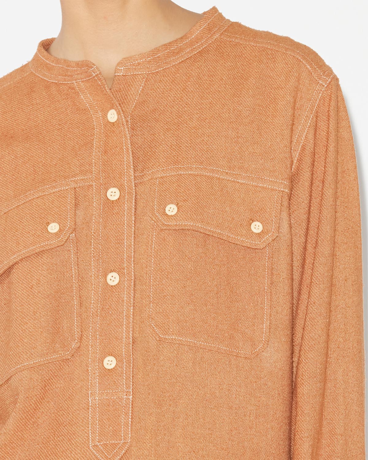 Chemise en soie à poches à rabat tecoyo - Camel - Woman - 3