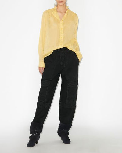 Gamble frilled-neck cotton shirt - Sunlight - Woman - 2