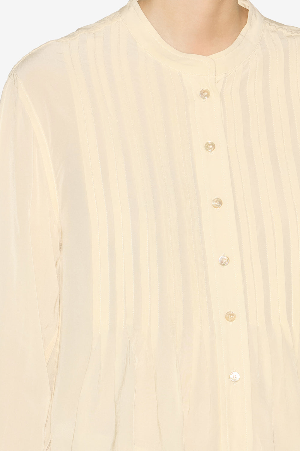 Blusa plisada de manga larga adzara - Beige - Woman - 3