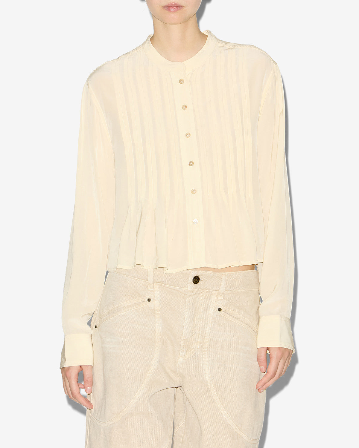 Adzara 長袖 プリーツ入り ブラウス - ベージュ - Woman - 3