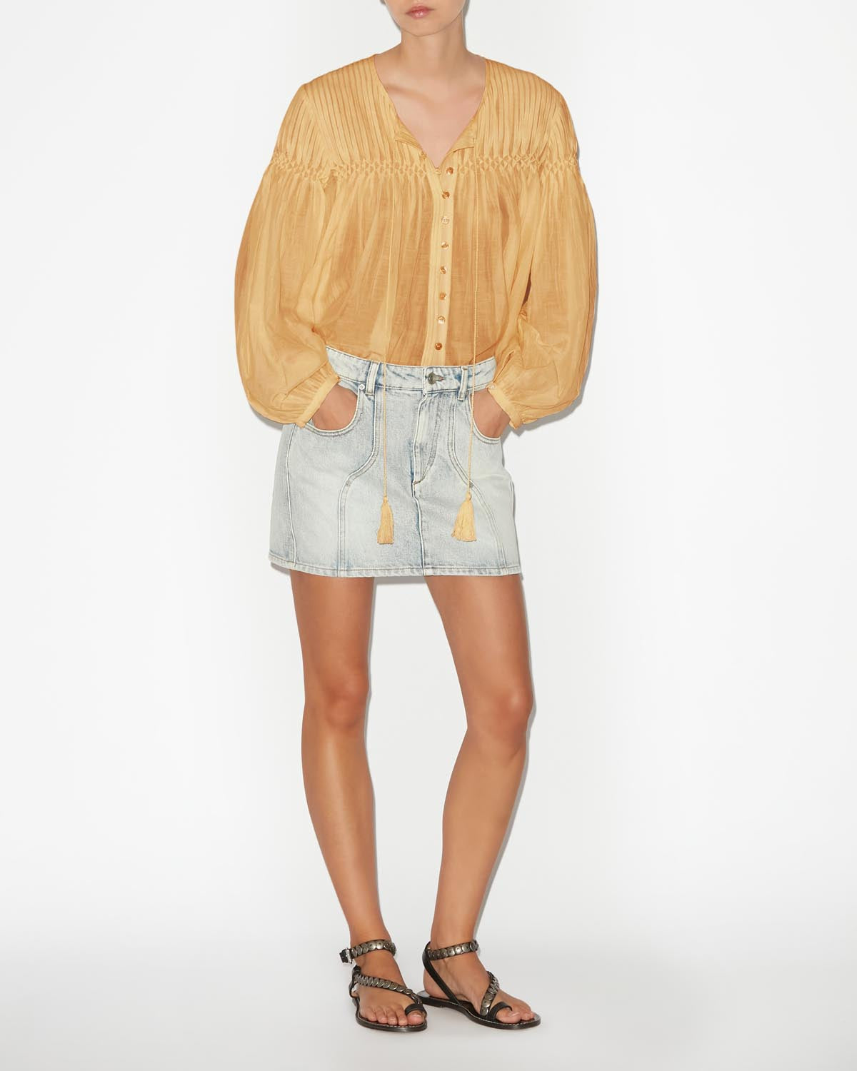 Long-sleeve cotton top abadi - Sahara - Woman - 1