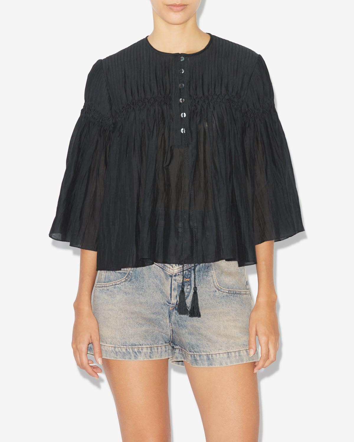 Axeliana top with 3/4. sleeves - Black - Woman - 3