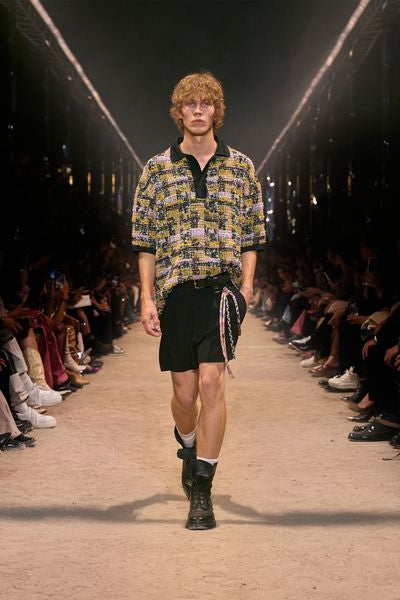 Haut en tweed de laine imprimé dorian - Lilas-jaune - Man - 2