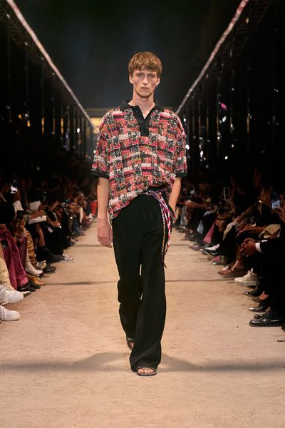 Top dorian in tweed di lana stampato - Shell pink-ecru - Man - 2