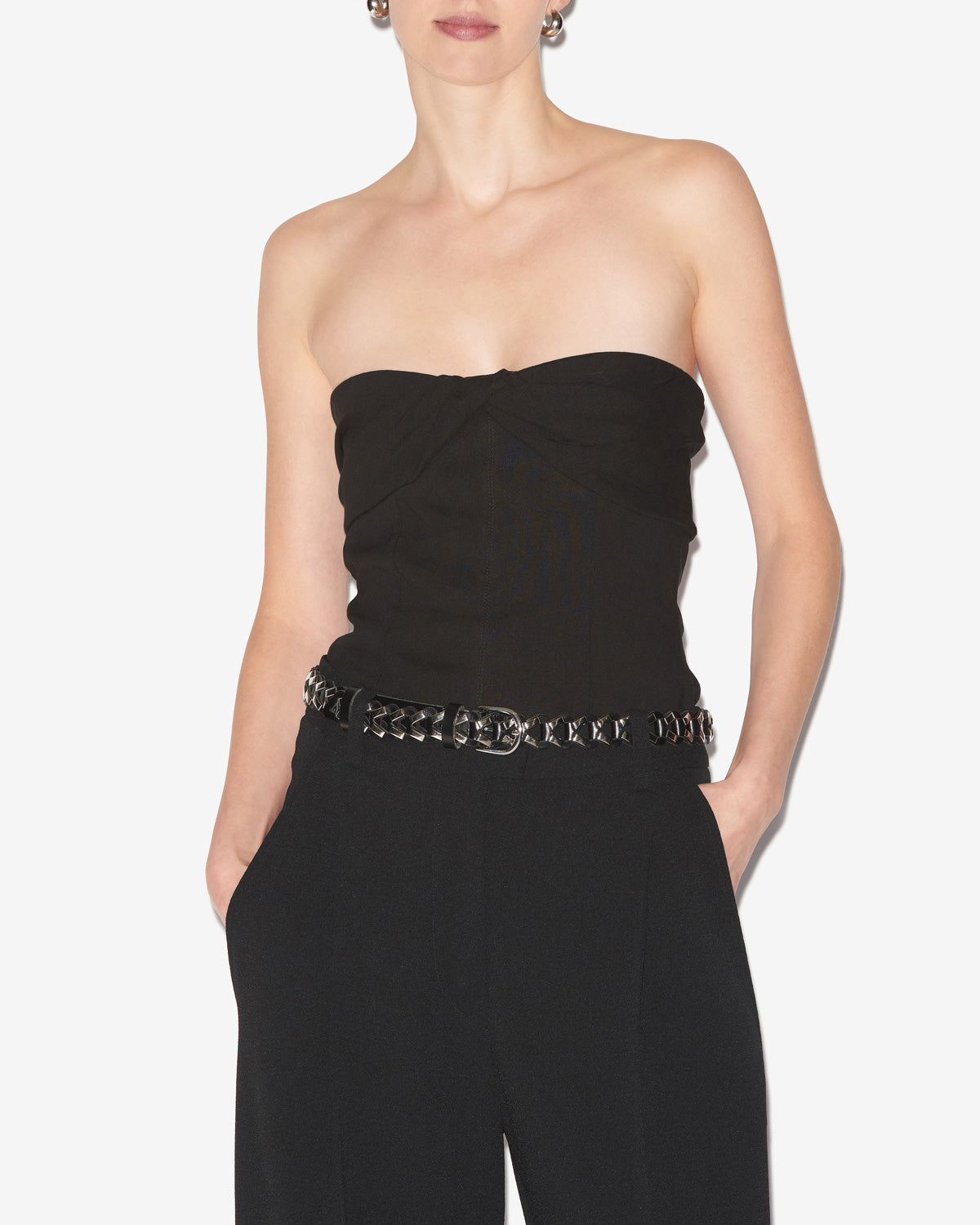Daniela strapless top with removable sleeves - Black - Woman - 3