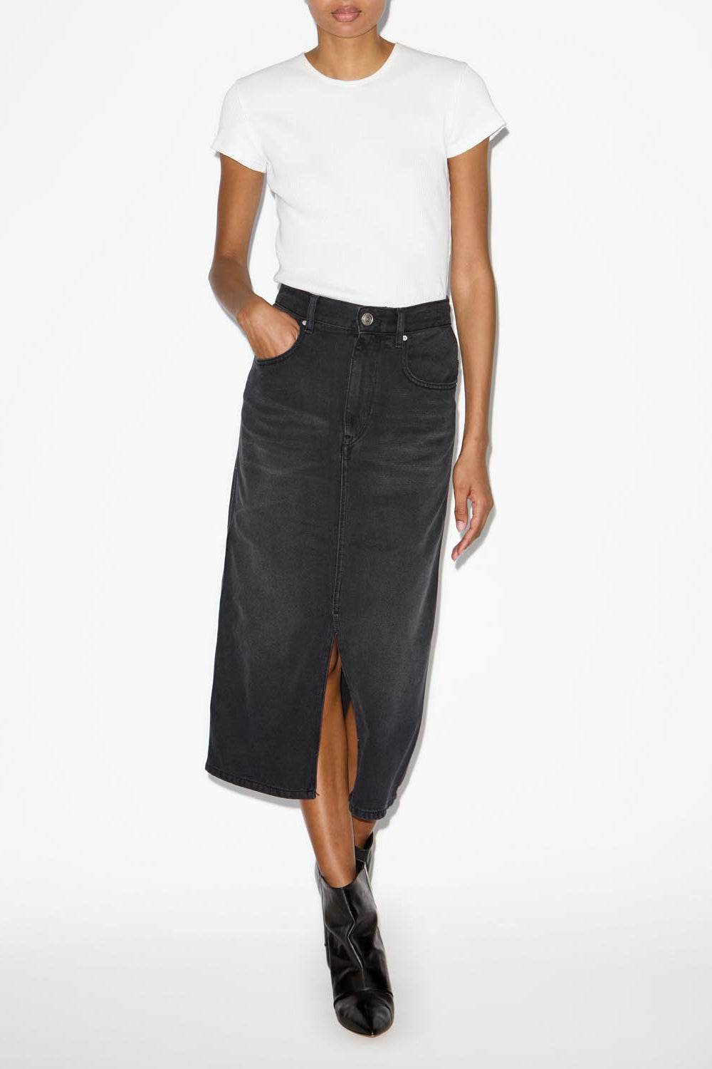 Midirock tilauria aus feinem denim - Schwarz gewaschen - Woman - 2