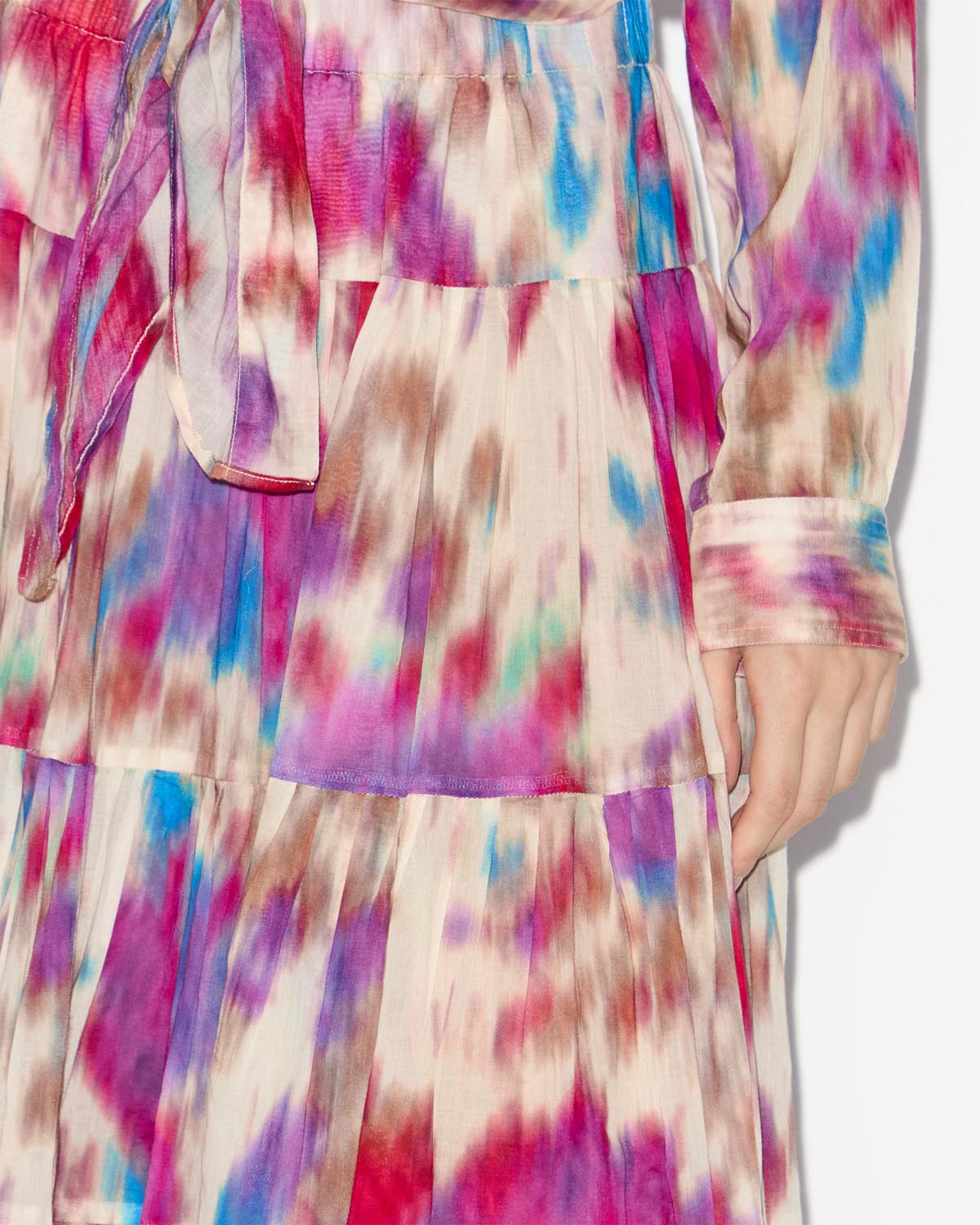 Elfa long printed skirt - Beige-raspberry - Woman - 2