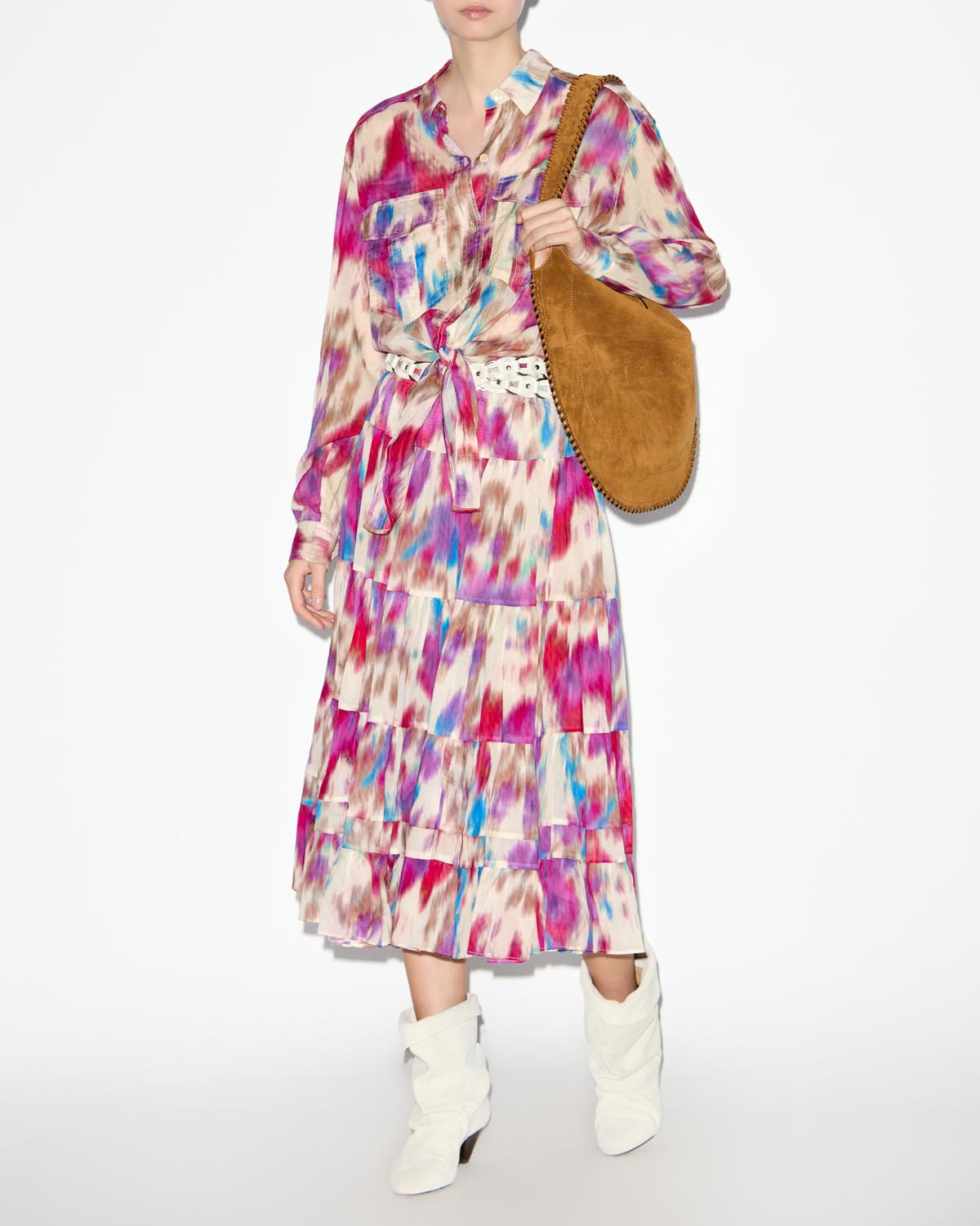 Elfa long printed skirt - Beige-raspberry - Woman - 1