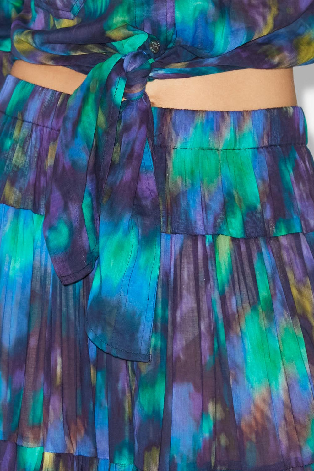 Elfa long printed skirt - Blue-green - Woman - 3