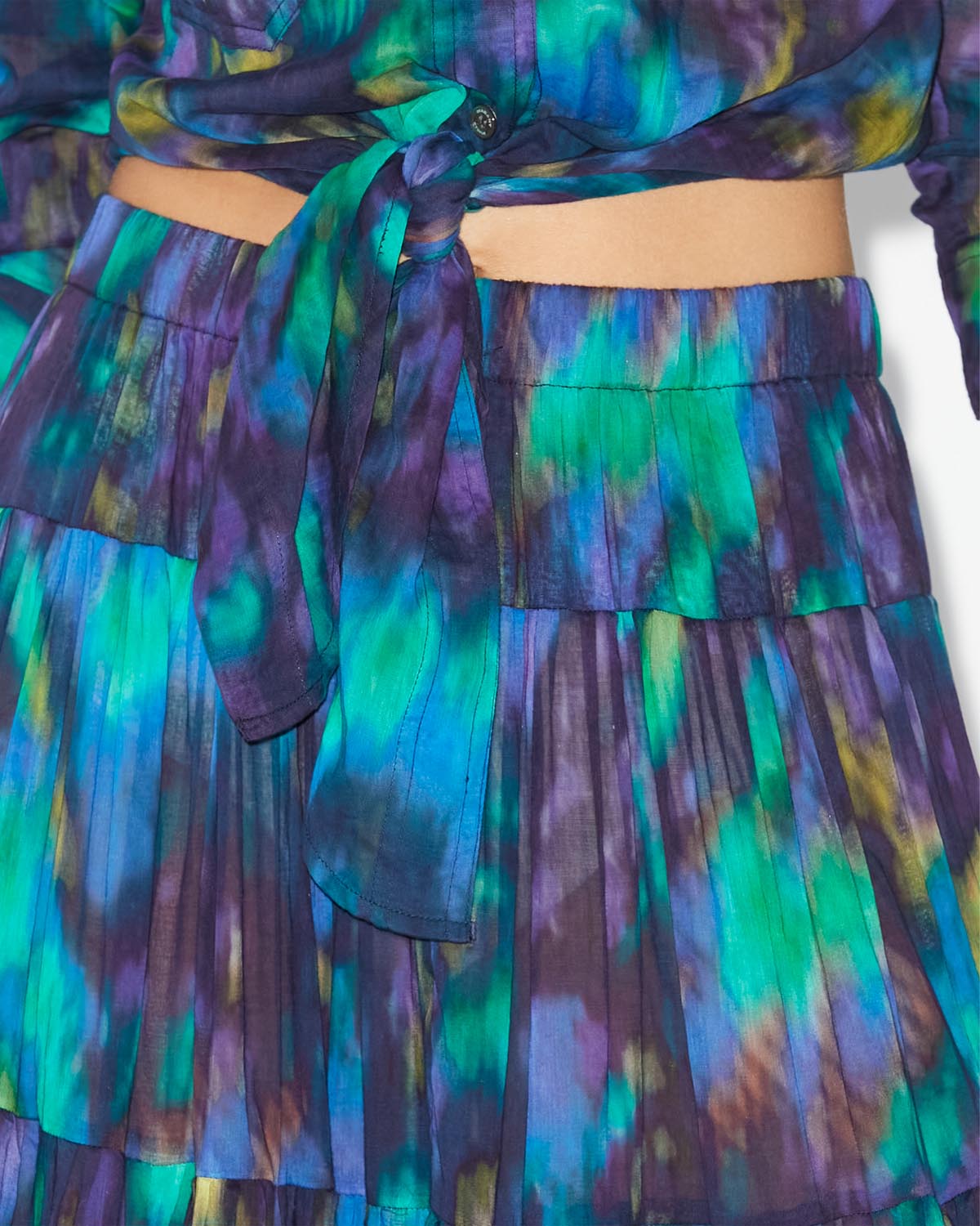 Elfa long printed skirt - Blue-green - Woman - 2