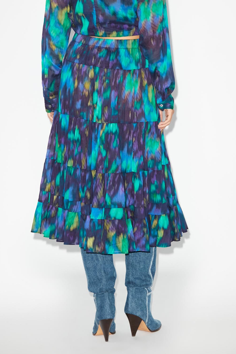 Elfa long printed skirt - Blue-green - Woman - 5