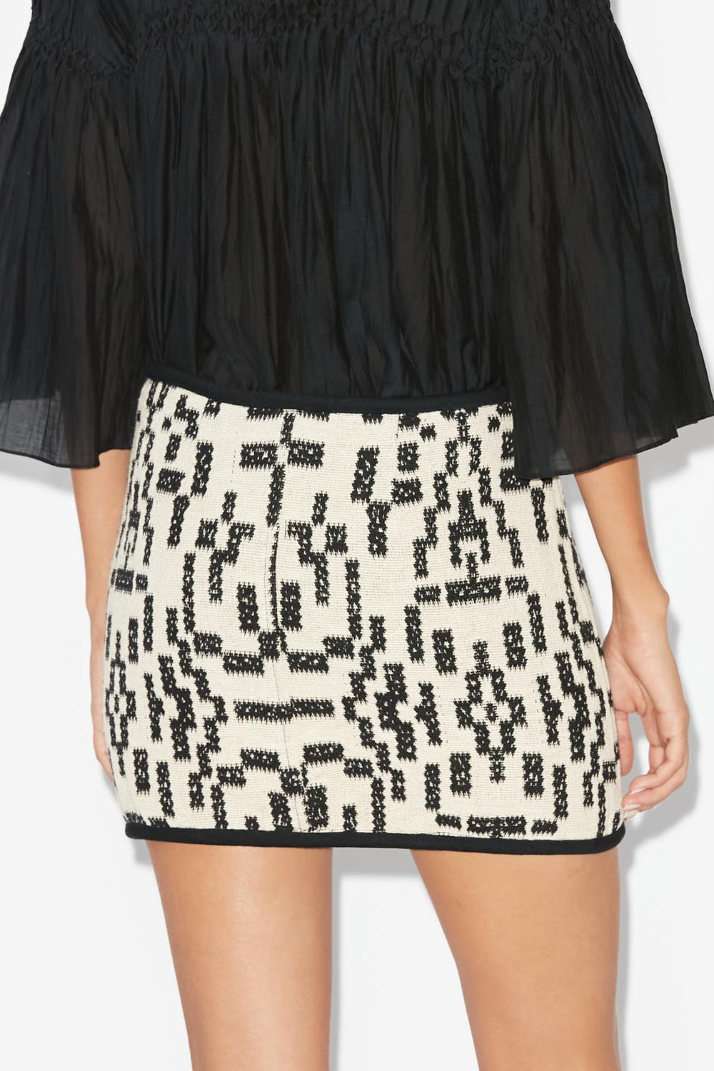 Arono short skirt in coton jacquard - Black - Woman - 5