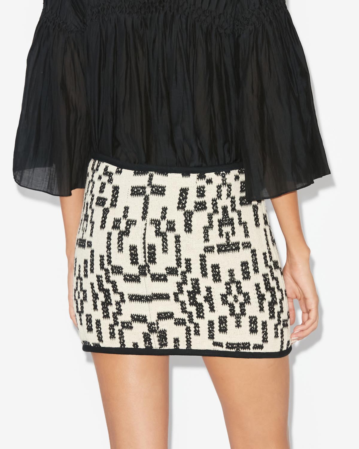 Arono short skirt in coton jacquard - Black - Woman - 4
