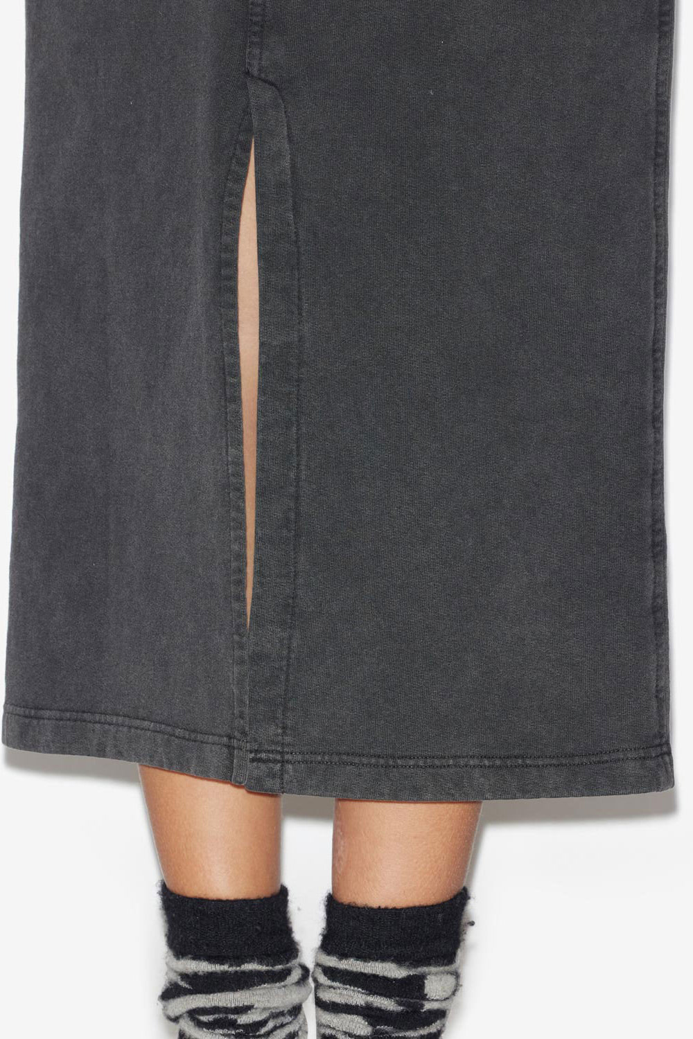 Falda noreen midi de algodón efecto jogger - Negro lavado - Woman - 3