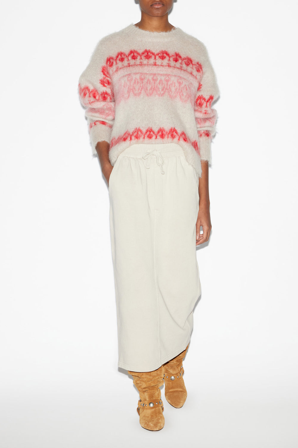 Falda noreen midi de algodón efecto jogger - Beige - Woman - 2