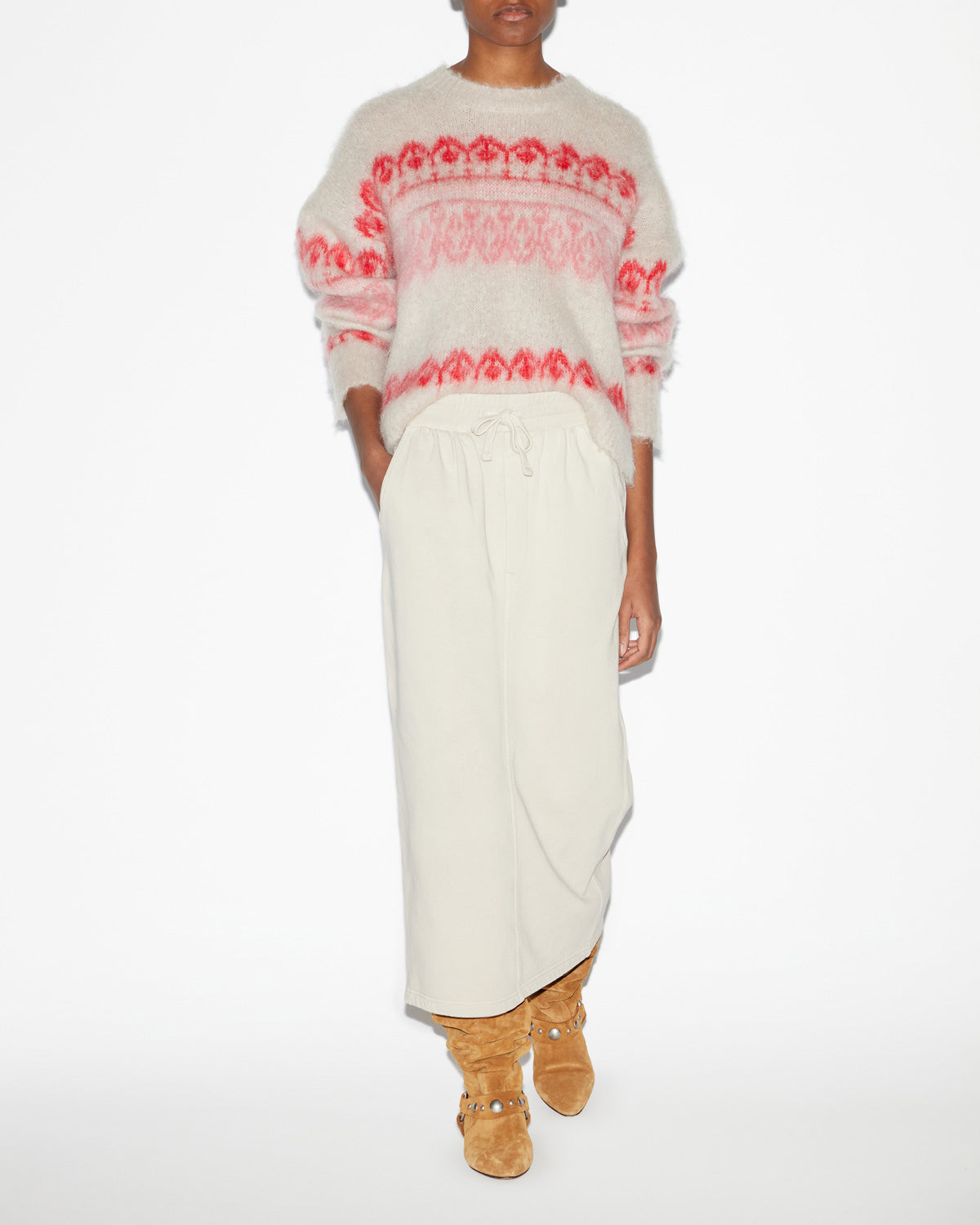 Jupe noreen midi en coton effet jogger - Beige - Woman - 1