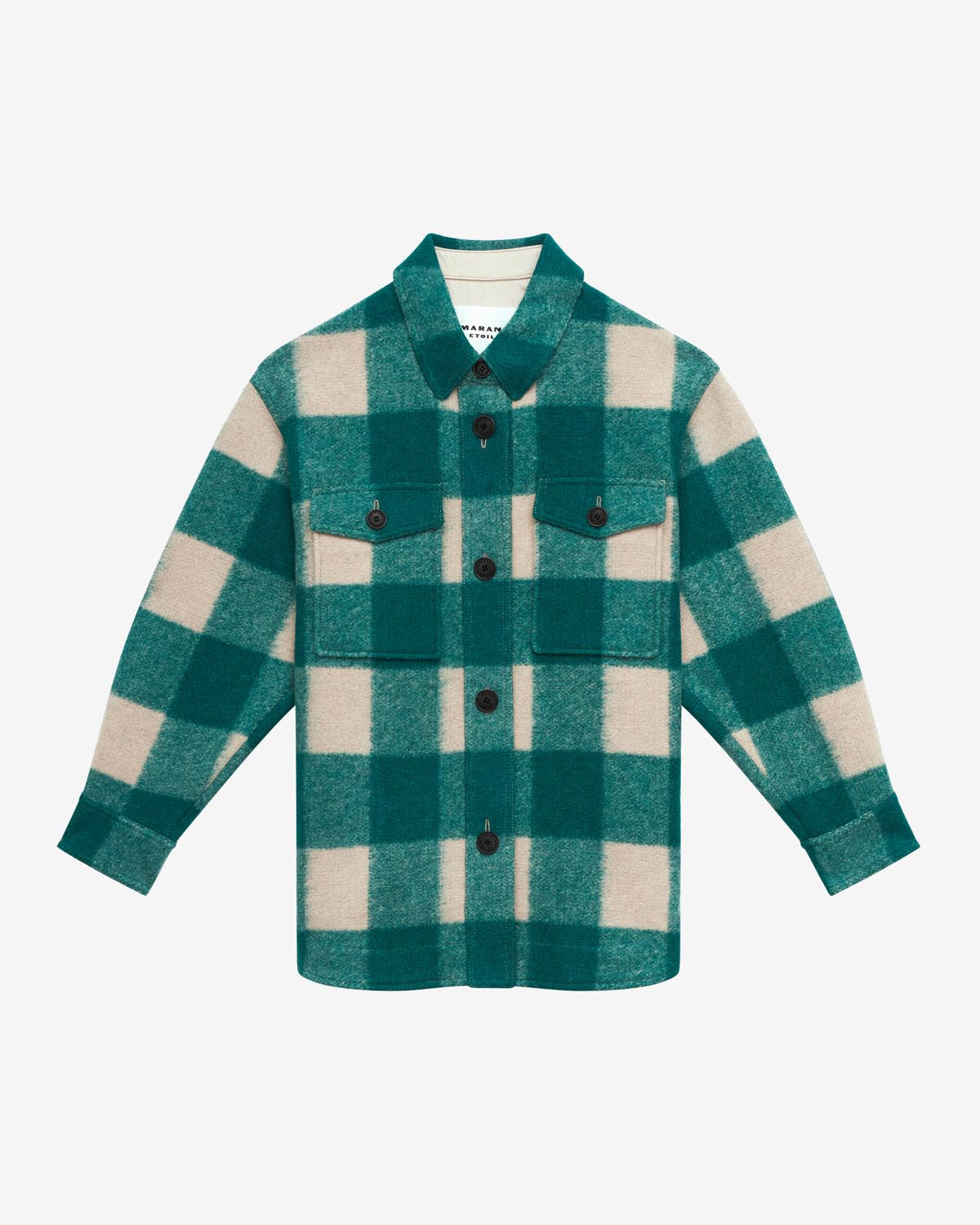 Harveli short checked wool coat - Green - Woman - 5