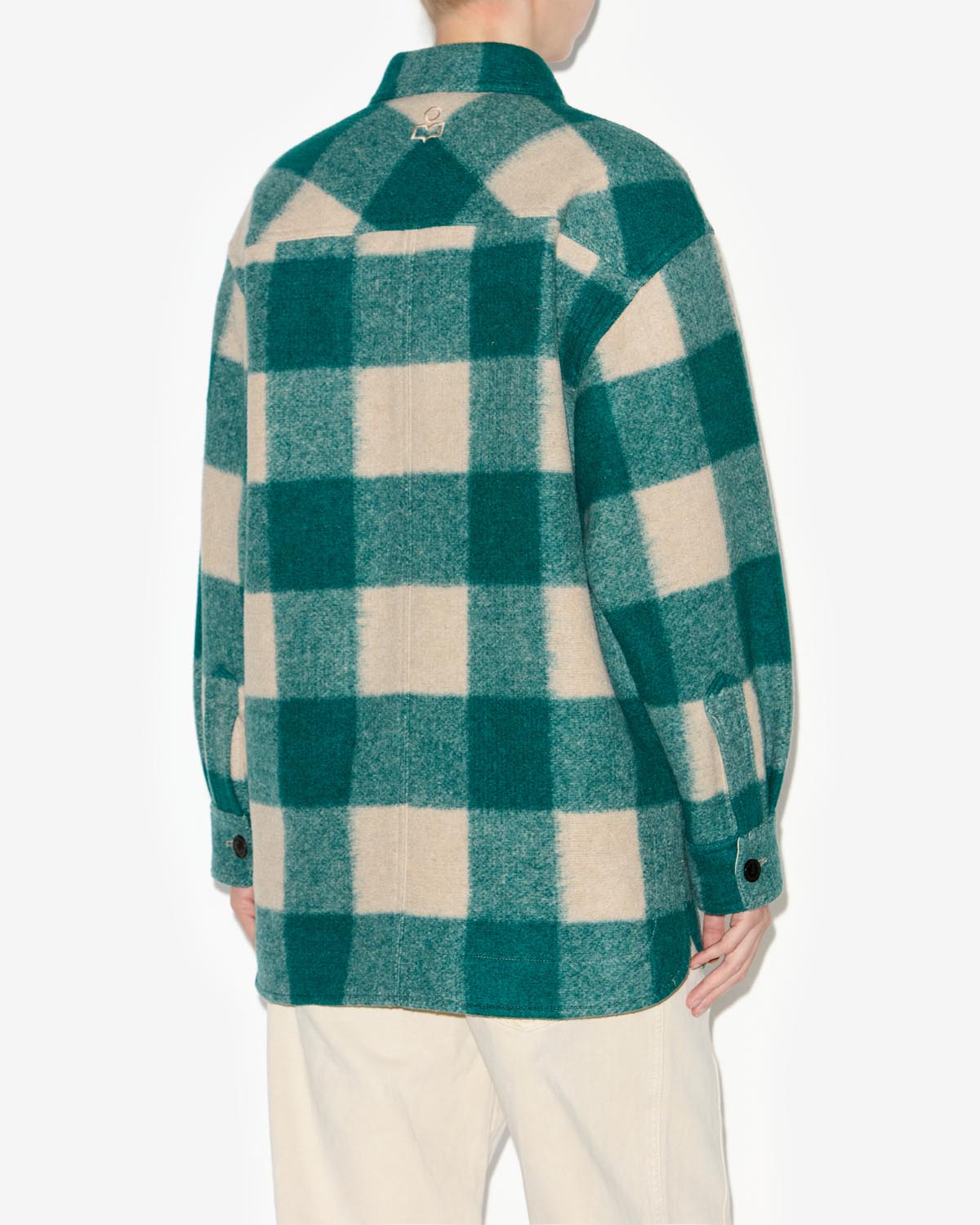 Harveli short checked wool coat - Green - Woman - 4