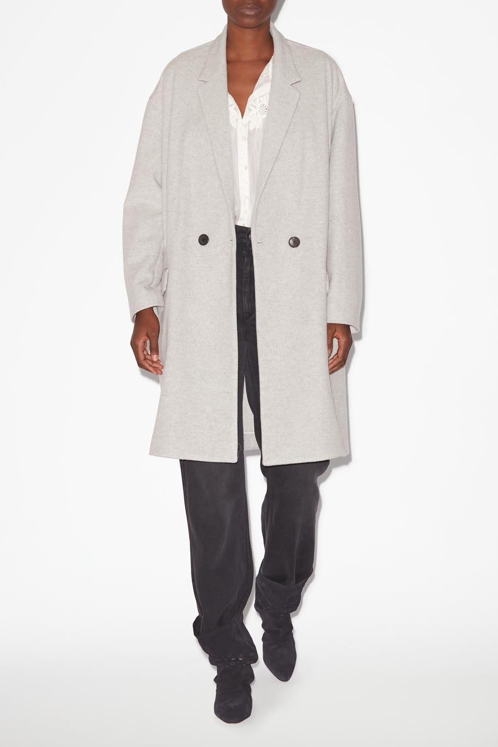 Efegozi oversized wool coat - Light gray - Woman - 2