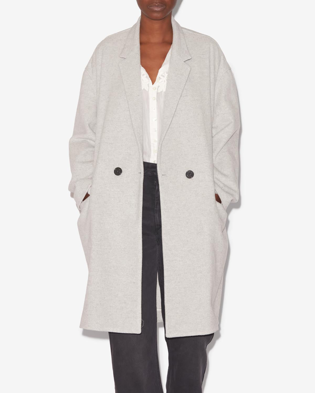 Efegozi oversized wool coat - Light gray - Woman - 3
