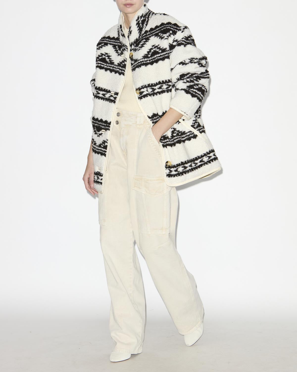 Harper reversible faux-fur coat - Ecru - Woman - 1