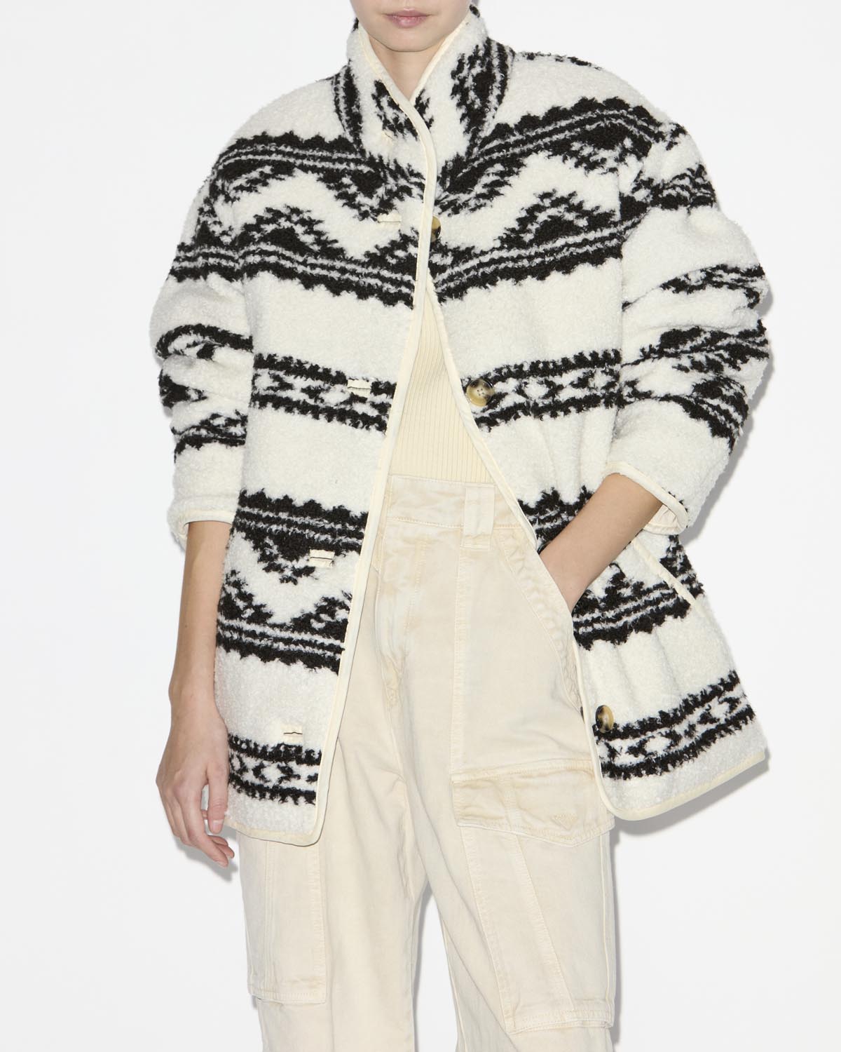 Harper reversible faux-fur coat - Ecru - Woman - 3