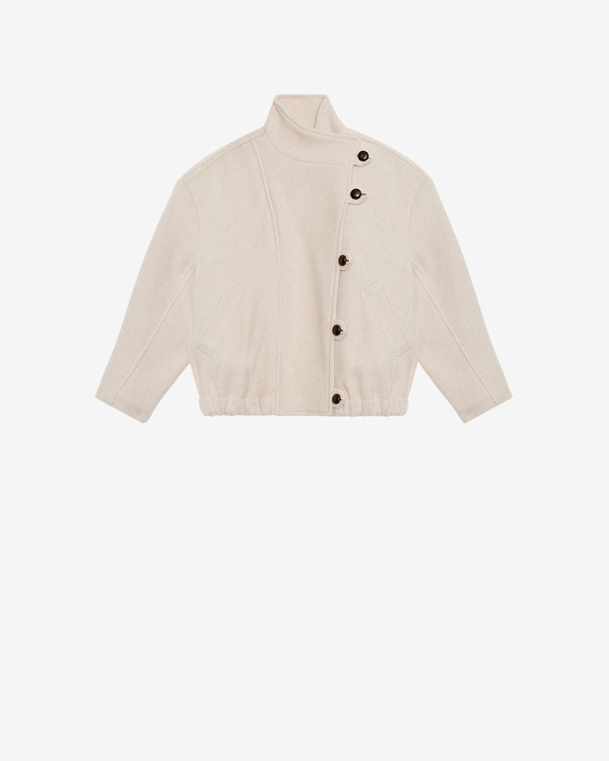Hanis short wool blend coat - Ecru - Woman - 5