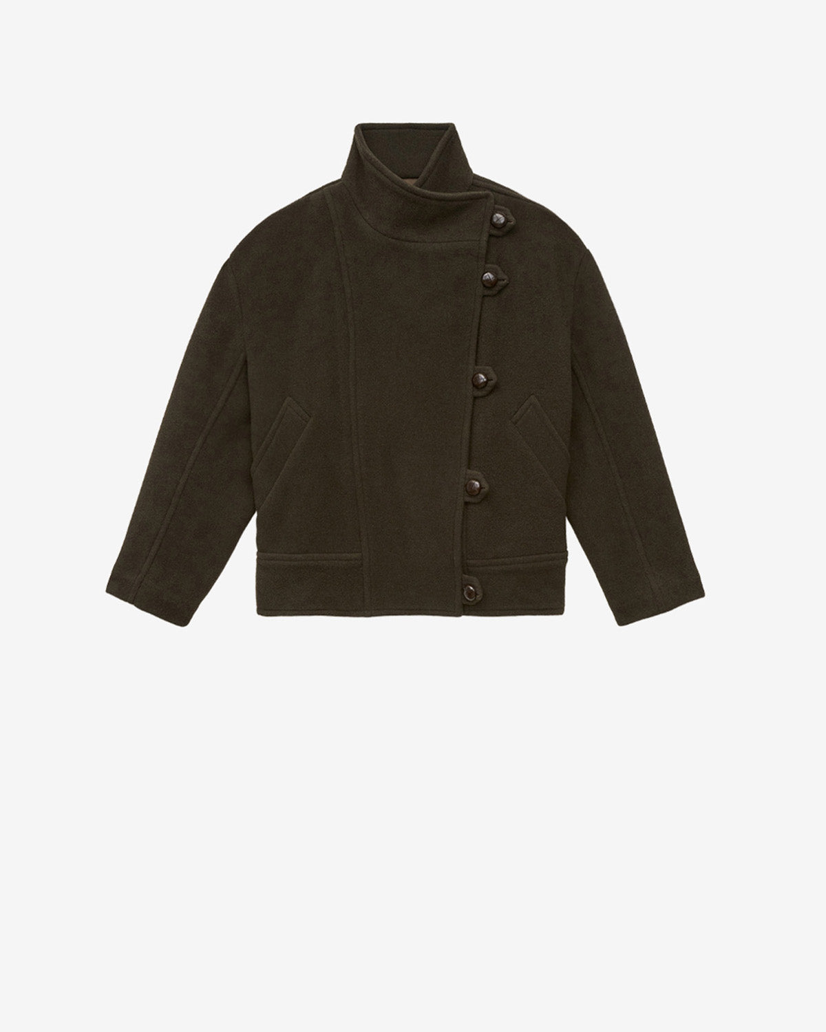 Hanis short wool blend coat - Dark khaki - Woman - 5
