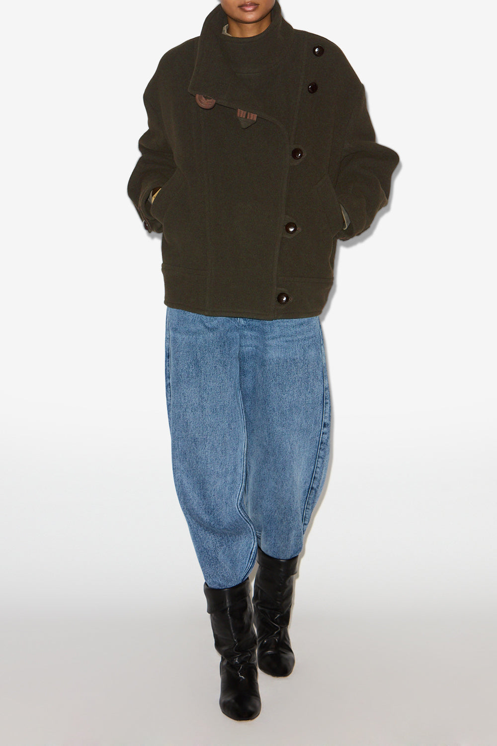 Hanis ウール混紡製 ショートコート - Dark khaki - Woman - 2