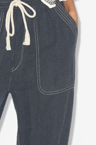 Pantalones sueltos de seda viamao - Negro lavado - Woman - 6