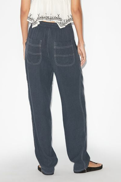 Pantalones sueltos de seda viamao - Negro lavado - Woman - 10