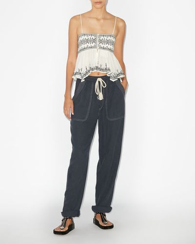 Pantalones sueltos de seda viamao - Negro lavado - Woman - 2