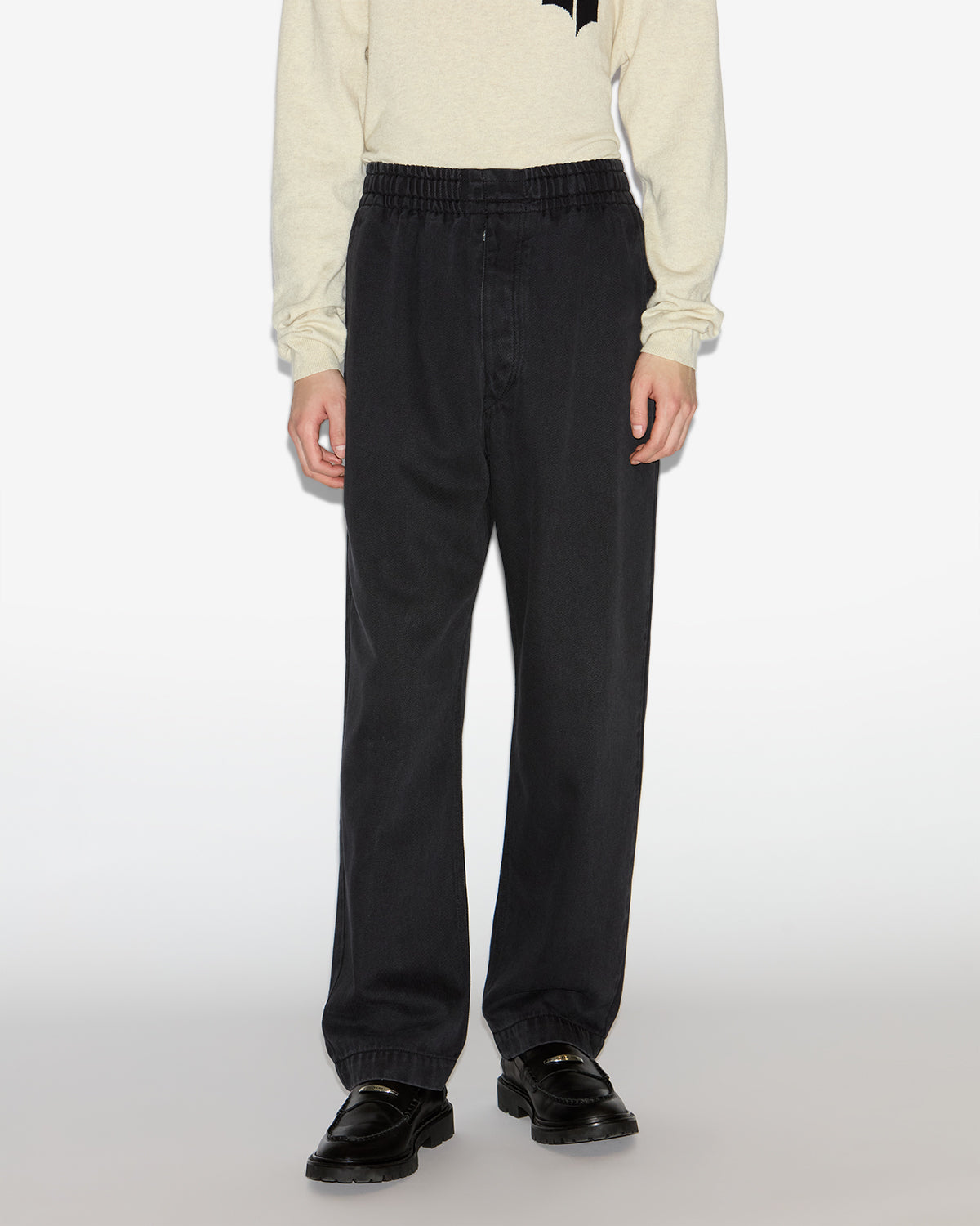 Timeo plain-colored lyocell pants Man Black 4