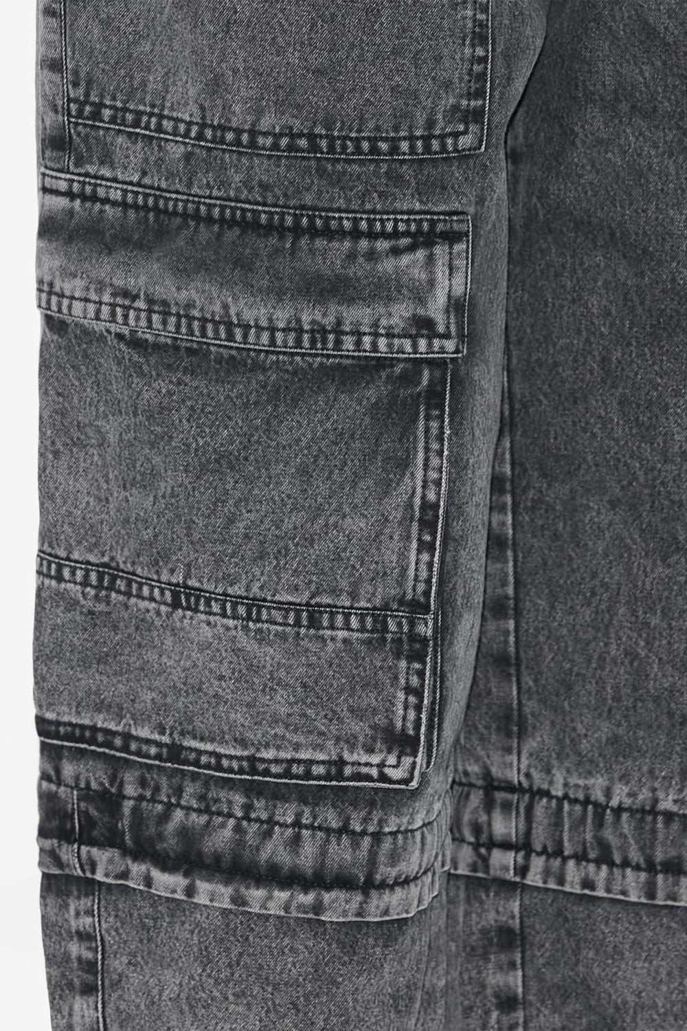 Denim pants with cargo pockets - Black - Woman - 3