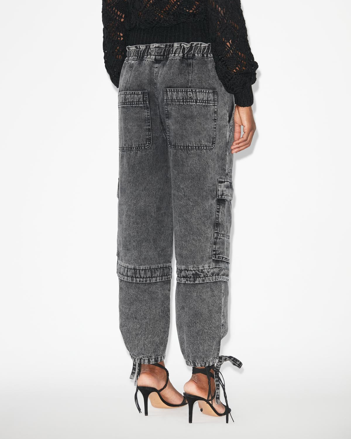Pantalon en denim à poches cargo ivy - Noir délavé - Woman - 4