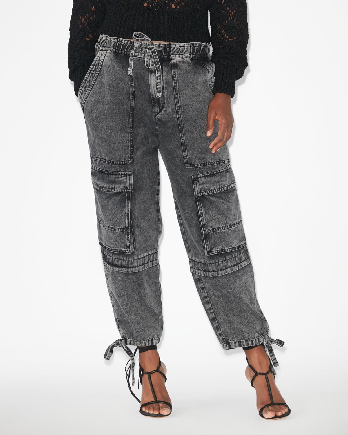 Pantalon en denim à poches cargo ivy - Noir délavé - Woman - 3