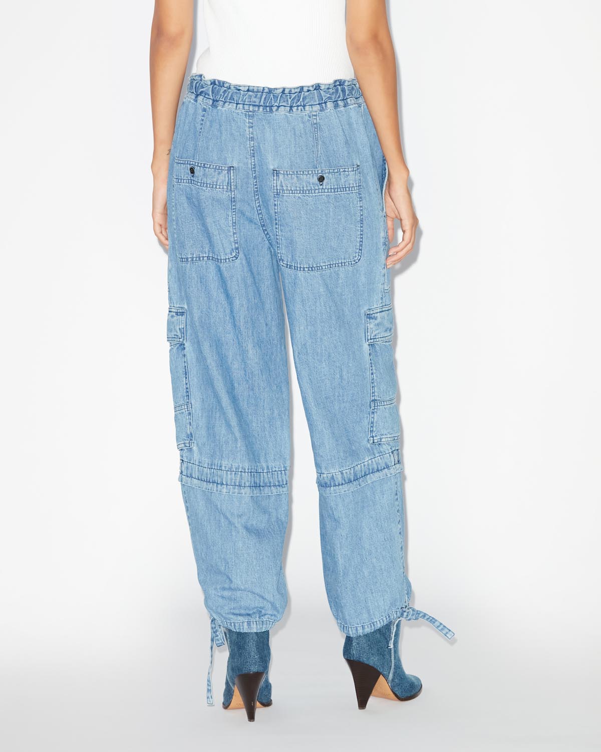 Denim pants with cargo pockets - Azul - Woman - 4