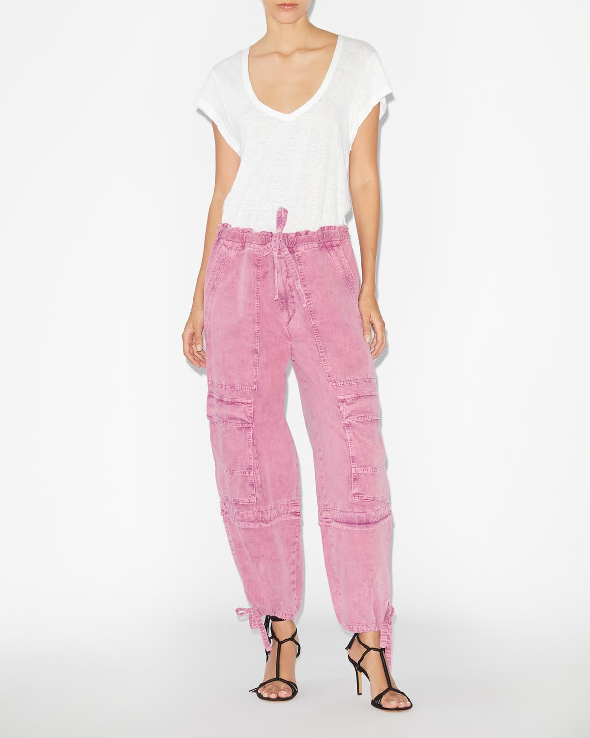 Pantalon en denim à poches cargo ivy - Rose - Woman - 1