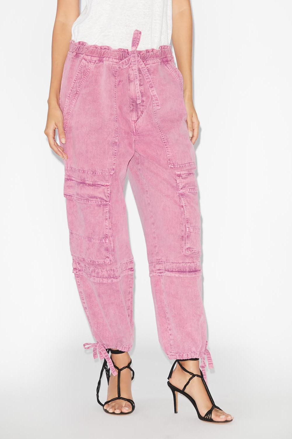Denim pants with cargo pockets - Rosa - Woman - 4
