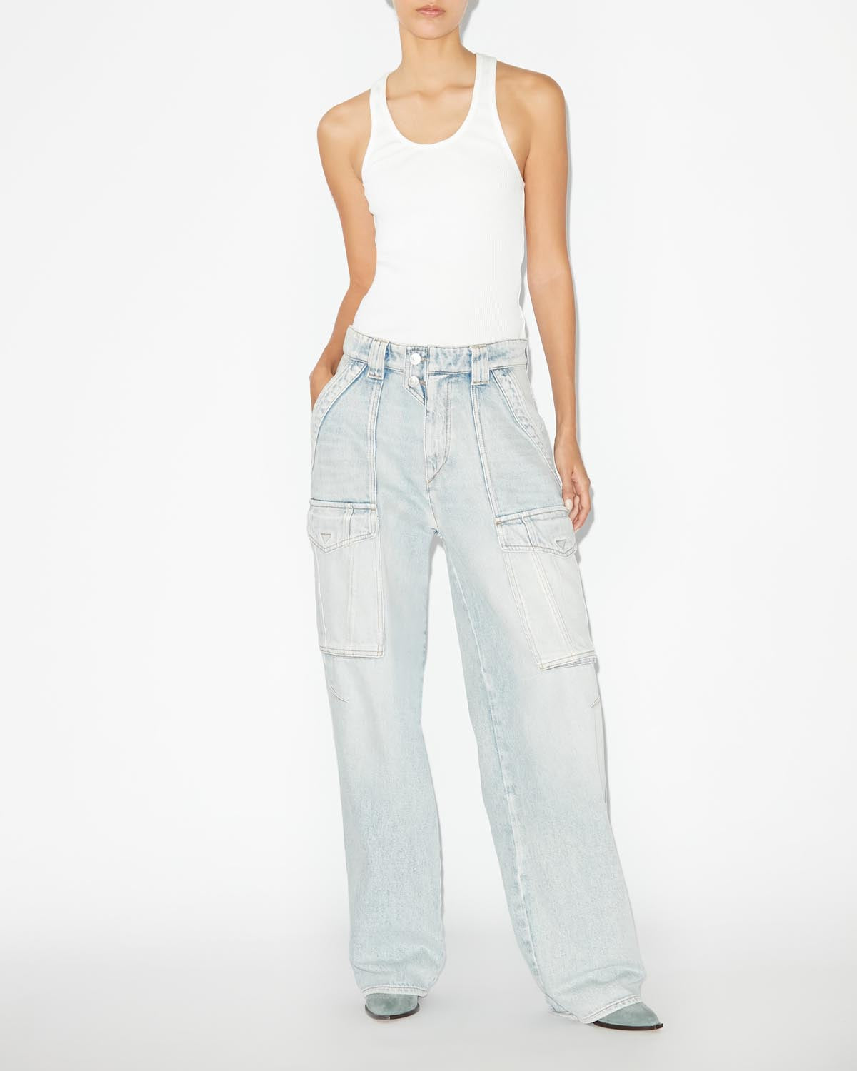Heilani loose jeans with cargo pockets - Light blue - Woman - 1