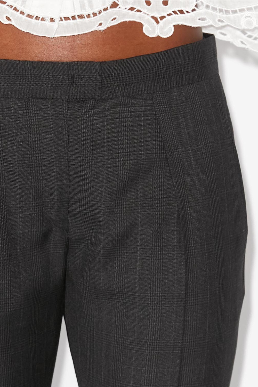 Pantalon en laine vierge à carreaux nolena - Anthracite - Woman - 3