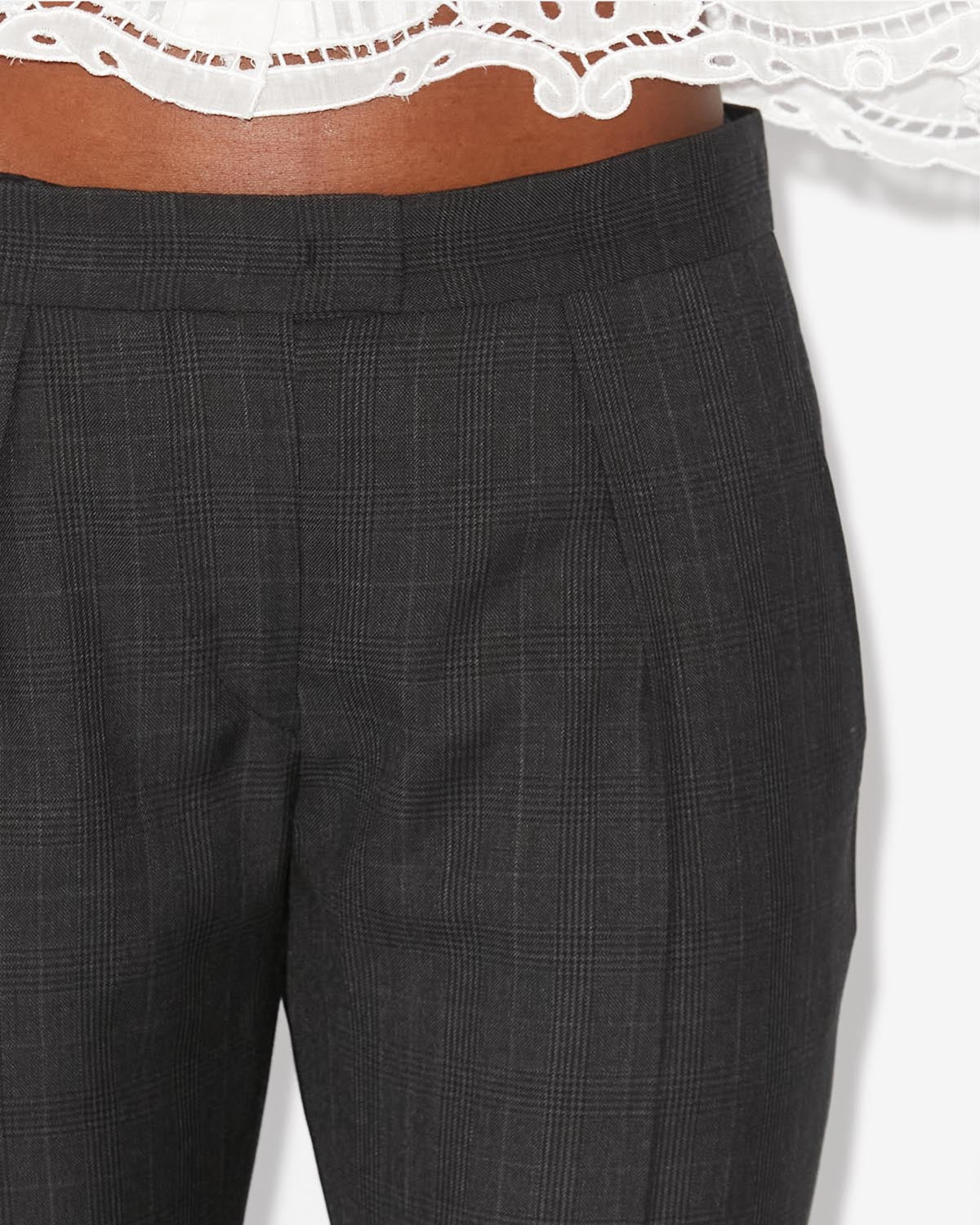 Pantaloni a gamba dritta in lana a quadri - Anthracite - Woman - 2