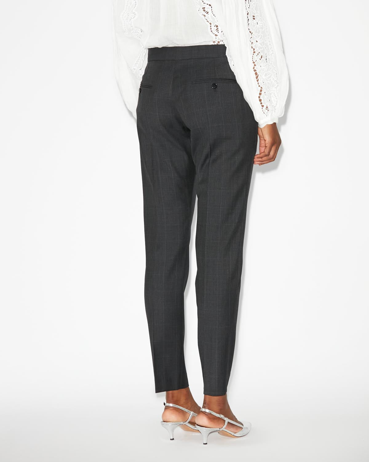 Pantaloni a gamba dritta in lana a quadri - Anthracite - Woman - 4
