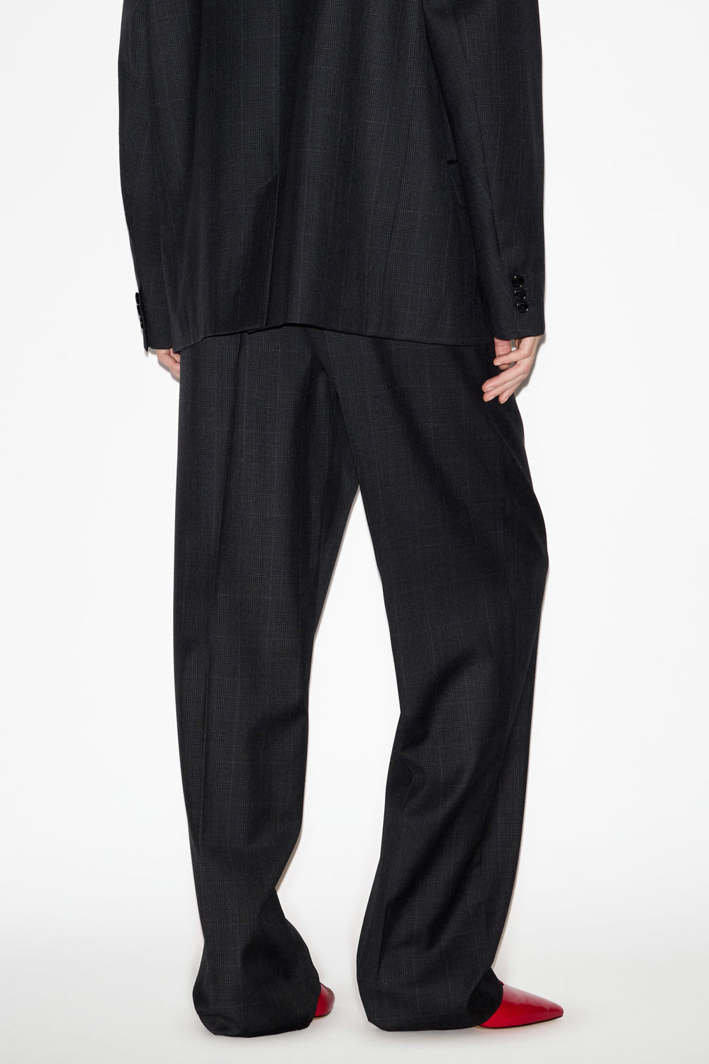 Pantalón plisado de lana príncipe de gales liska - Anthracite - Woman - 5