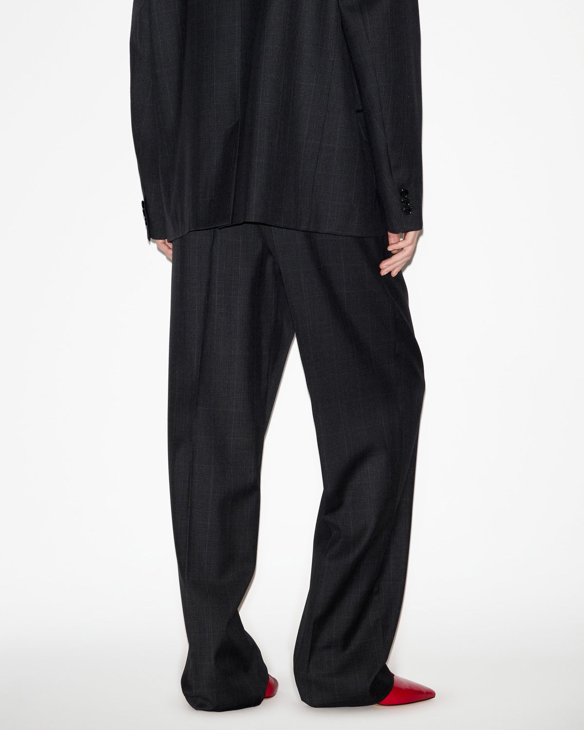 Pantalón plisado de lana príncipe de gales liska - Anthracite - Woman - 4