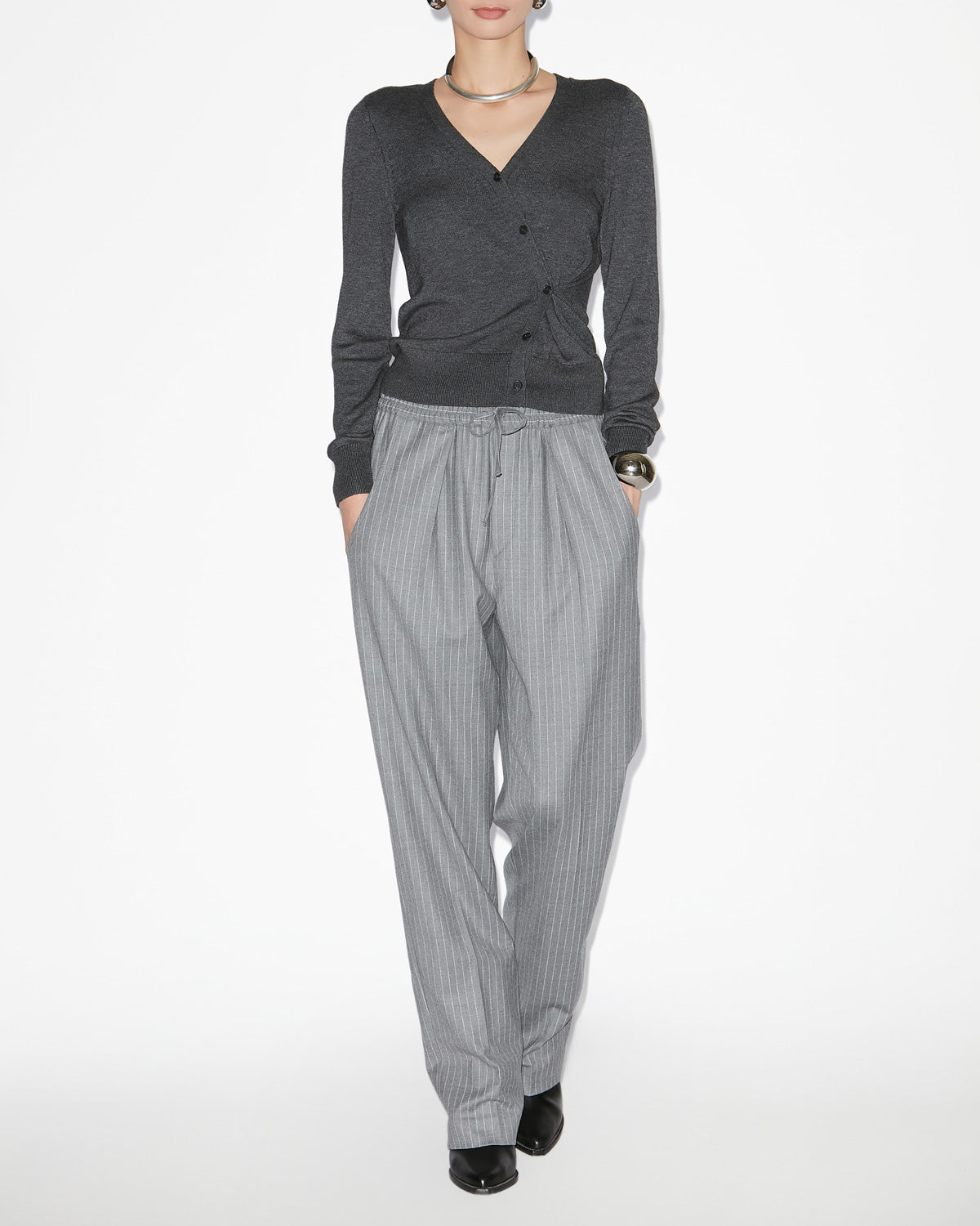Liska striped virgin wool pants - Gray - Woman - 1