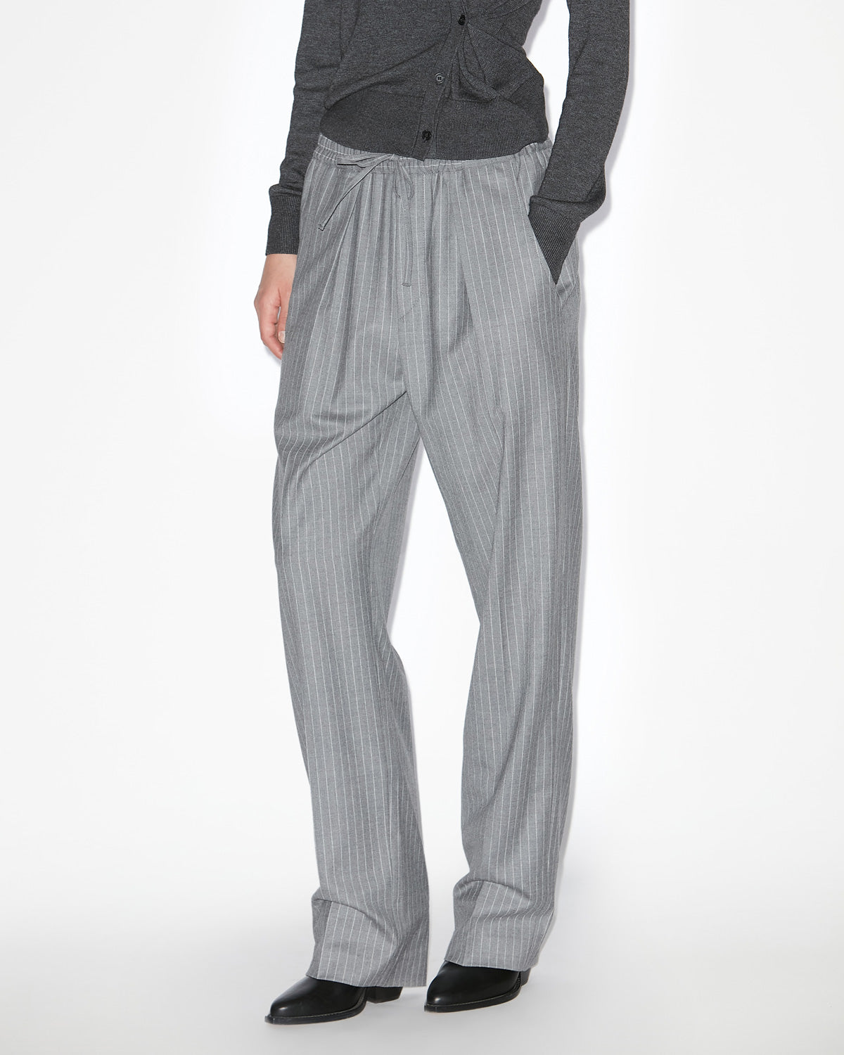 Liska striped virgin wool pants - Gray - Woman - 3
