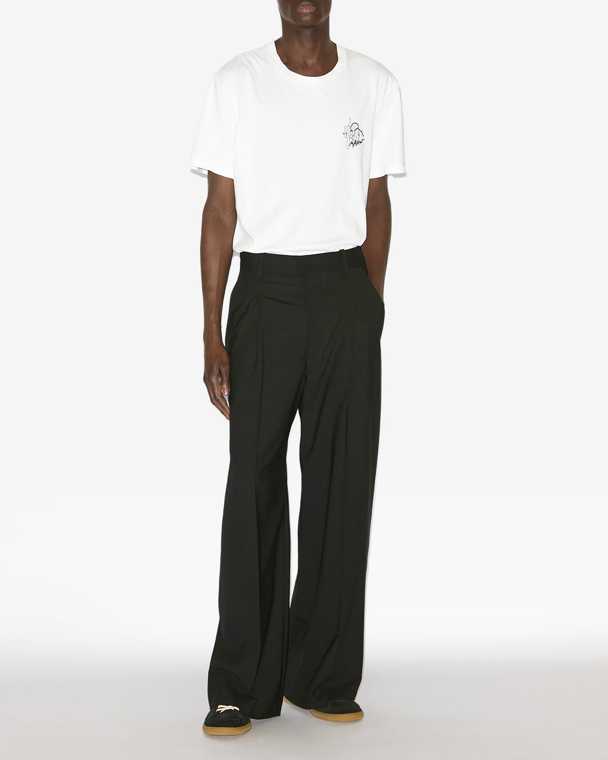 Namoro pleated loose fit virgin wool pants - Black - Man - 1